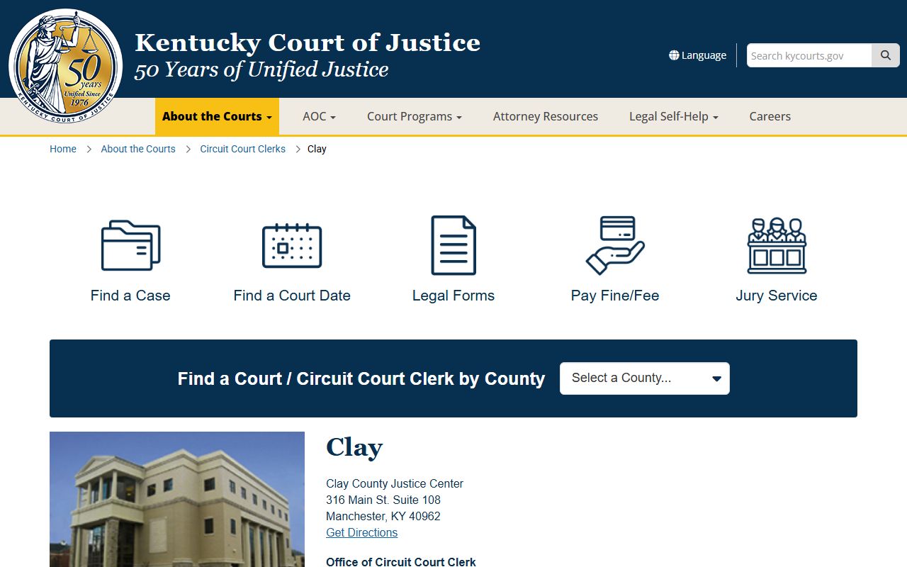 Clay County court records after jail arrest clerk page
